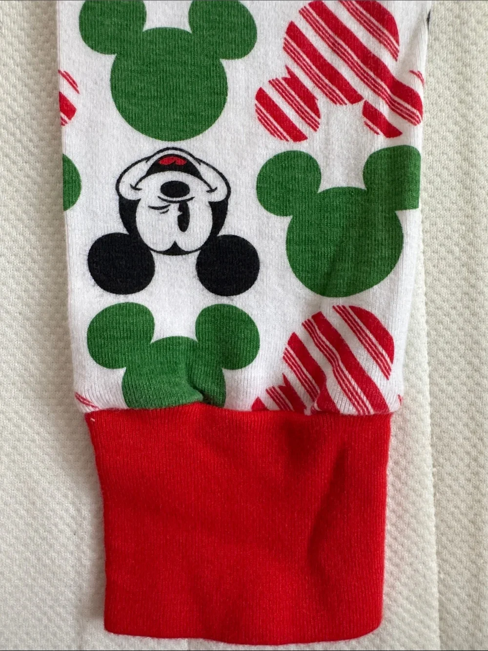 Disney Christmas Green, Red & White Mickey Mouse Kids Pajama Set